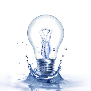 light bulb touching water