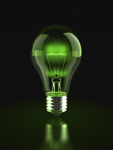 lightbulb with green light