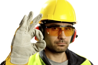 construction worker giving the OK symbol with hand