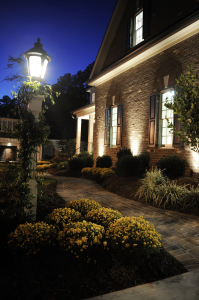 exterior lighting installed on walkway of a house